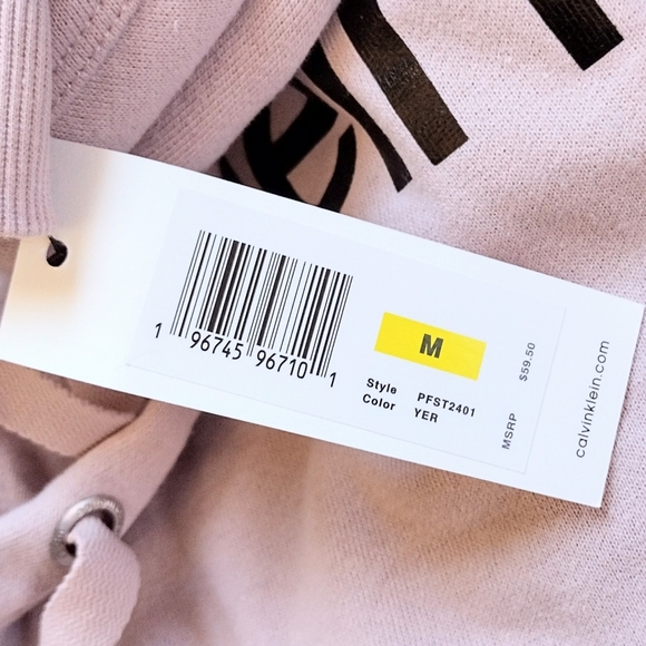 🌸 NWT Calvin Klein Light Pink Performance Crop Pullover Hoodie Sweatshirt Med - Picture 6 of 6